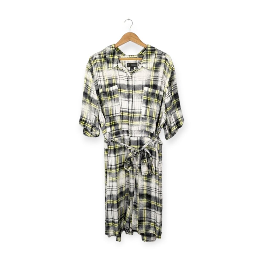 BP WildFang Romper 3X Yellow Black Print Boho Plus Size Casual Summer